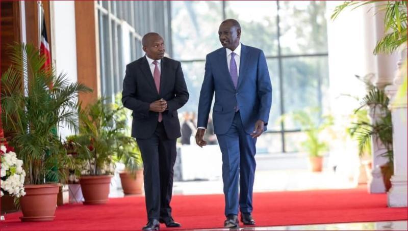 President William Ruto having a moment with his deputy Kithure Kindiki.